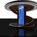 Modern PC Water Cooling System with Blue Flowing Water and Circular Base Design 3d model