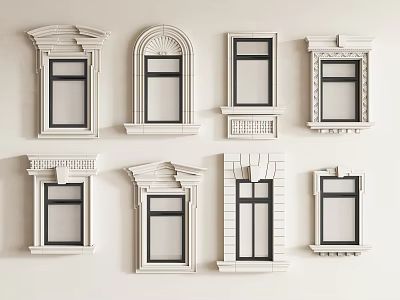 Various Decorative Window Frames With Classic And Modern Architectural Designs 3d model