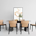 Modern Dining Table and Chair Combination Simple Dining Table and Chair 3d model