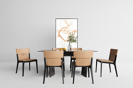 Modern Dining Table and Chair Combination Simple Dining Table and Chair 3d model