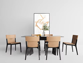 Modern Dining Table and Chair Combination Simple Dining Table and Chair 3d model