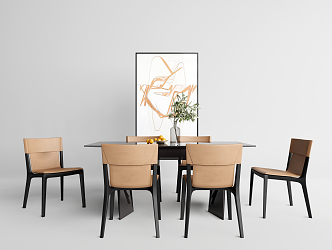 Modern Dining Table and Chair Combination Simple Dining Table and Chair 3d model