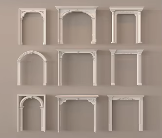 European style door cover, carved lintel door cover 3d model
