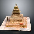 Ancient Stone Tower With Multi Tiered Structure Square Base And Dome Top