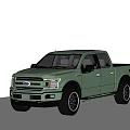 Green Ford F-150 Four Door Pickup Truck with Modern Exterior Design and Black Wheels