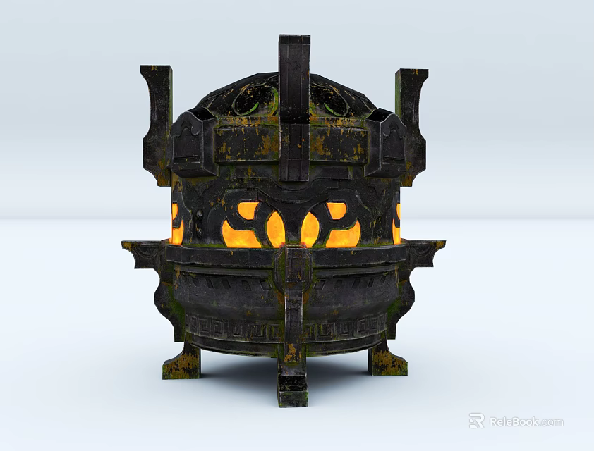 Antique Style Black Ceramic Vessel With Carved Patterns And Hollowed Out Design 3d model 