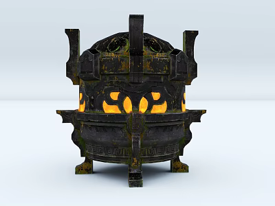 Antique Style Black Ceramic Vessel With Carved Patterns And Hollowed Out Design 3d model