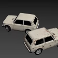 Vintage White SUV Models Displayed From Different Angles On Gray Background
