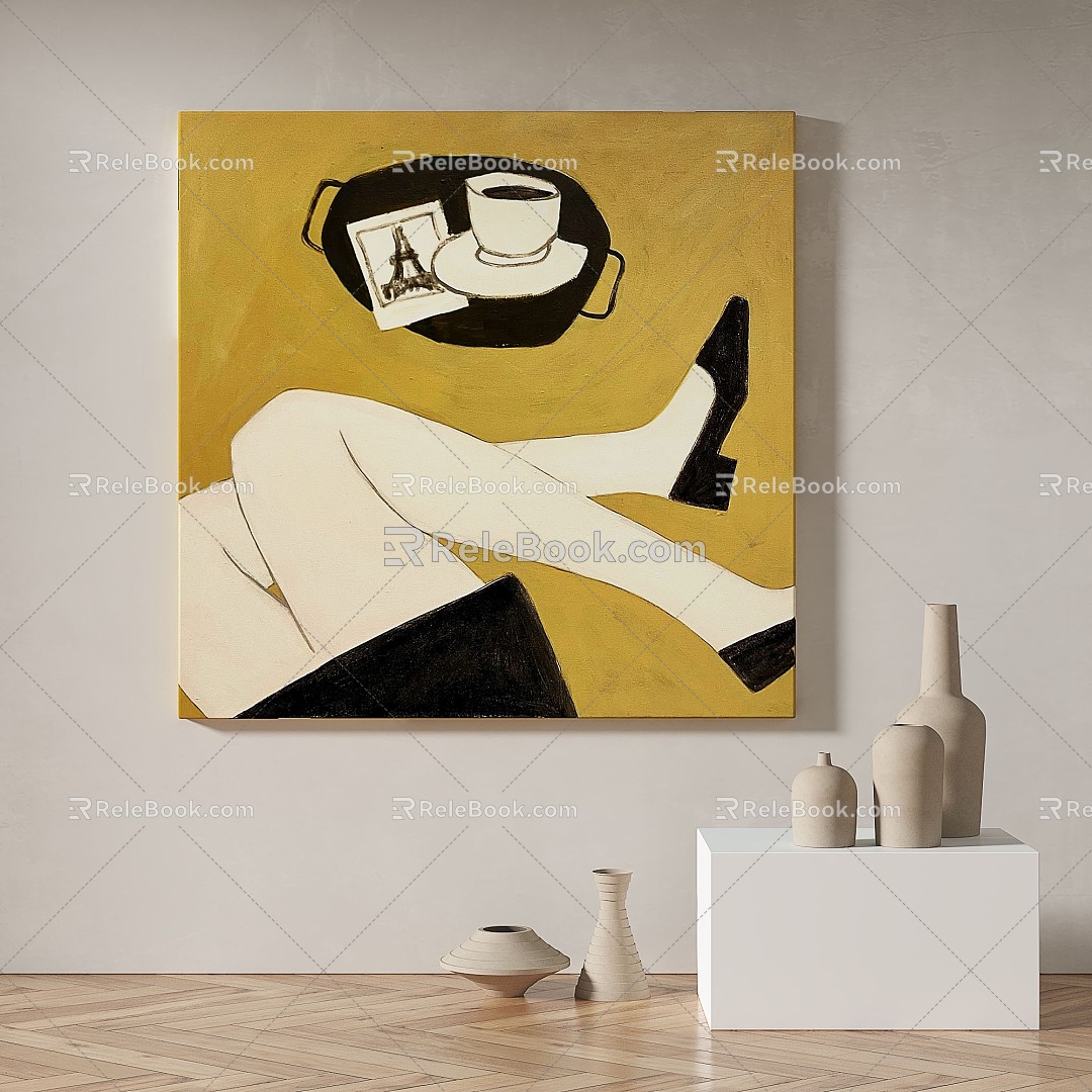 Modern minimalist abstract decorative painting 3d model