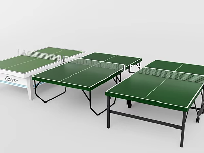 Sturdy Table Tennis Tables With Green Surface And Rolling Wheels For Indoor Use 3d model