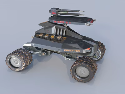Futuristic Military Vehicle Predator With Large Off Road Tires And Roof Mounted Weapon 3d model