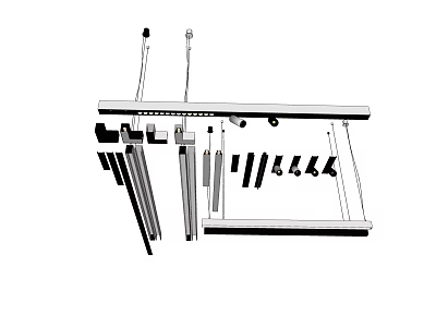 Modern Minimalist Lighting Fixture Combination Featuring Pendant Lamps Recessed Lights And Adjustable Brackets 3d model