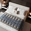 Modern Double Bed In Bedroom With Dark Paneled Wall Nightstands Table Lamps And Decor