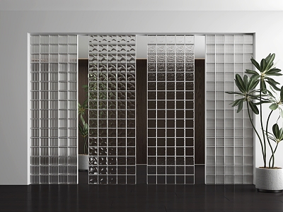 Glass brick porch partition 3d model