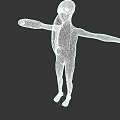 Mysterious Alien Creature With Black Body Red Stripes Tubular Structure And Outstretched Arms