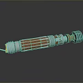 Red And Silver Lightsaber Weapon With Wooden Texture Metal Components Golden Tip And Glowing Effect