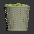 Woven Basket Filled With Fresh Green Apples On Dark Surface