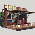 Industrial Equipment For Mobile Bakery Kiosk With Green Plant Wall And Wooden Floor