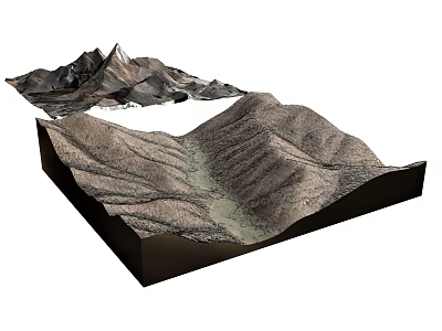 Garden Landscape Topographic Model Featuring Mountainous Terrain and Natural Elevation Design 3d model