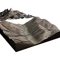 Garden Landscape Topographic Model Featuring Mountainous Terrain and Natural Elevation Design