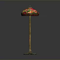 Elegant Vintage Lamp Set With Colorful Lampshade Golden Pole And Decorative Base