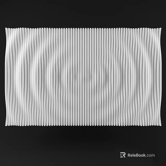 White Decorative Interior Wall With Textured Wavy Stripes And Modern Design 3d model