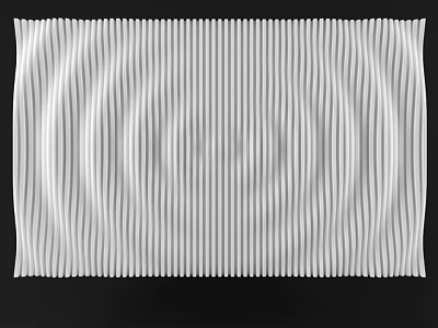 White Decorative Interior Wall With Textured Wavy Stripes And Modern Design 3d model