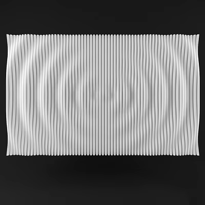 White Decorative Interior Wall With Textured Wavy Stripes And Modern Design 3d model