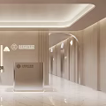 Modern Reception Desk Area With Elegant Lighting Potted Plants And Marble Floor Design