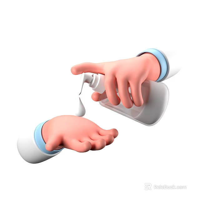 Beauty Device Hand Pressing Liquid Into Palm For Skincare Application 3d model 