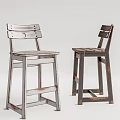 Vintage Wooden Bar Stools With Light And Dark Finish And Simple Backrest Design