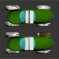 Stylish Green Roller Skates with White Straps Silver Wheels and Blue Details