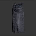 Mid Length Straight Blue Denim Skirt With Front Seam And Classic Pockets