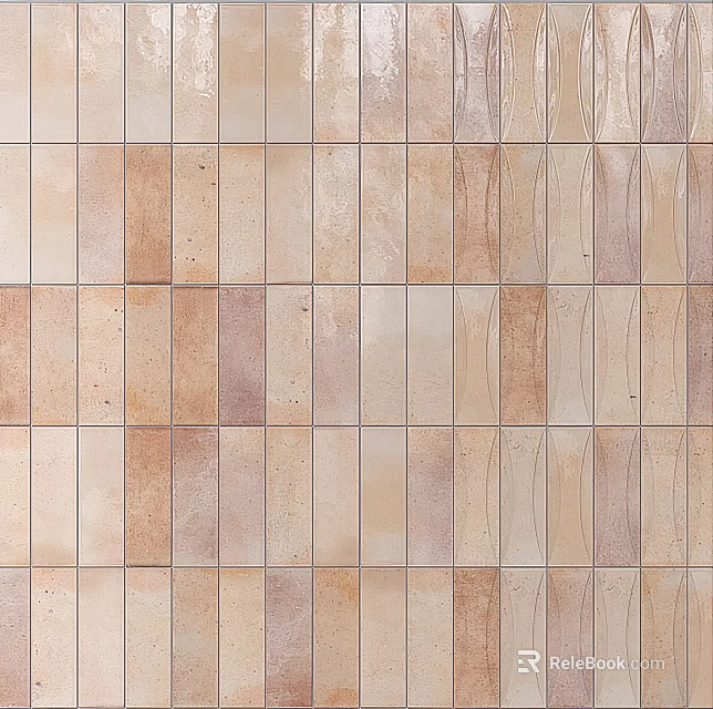 Light Brown Beige Rectangular Floor Tiles With Natural Stone Texture And Classic Design Pattern 3d model
