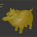 Cute 3D Cartoon Pig Figurine With White Body Gray Spots Pink Ears And Small Crown