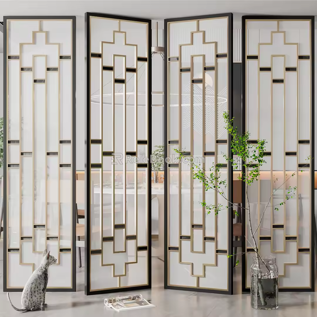 New Chinese Partition Metal Partition Screen 3d model
