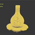 Intricate Sculpture Carving With Gold Blue Patterns And Lotus Base Vase