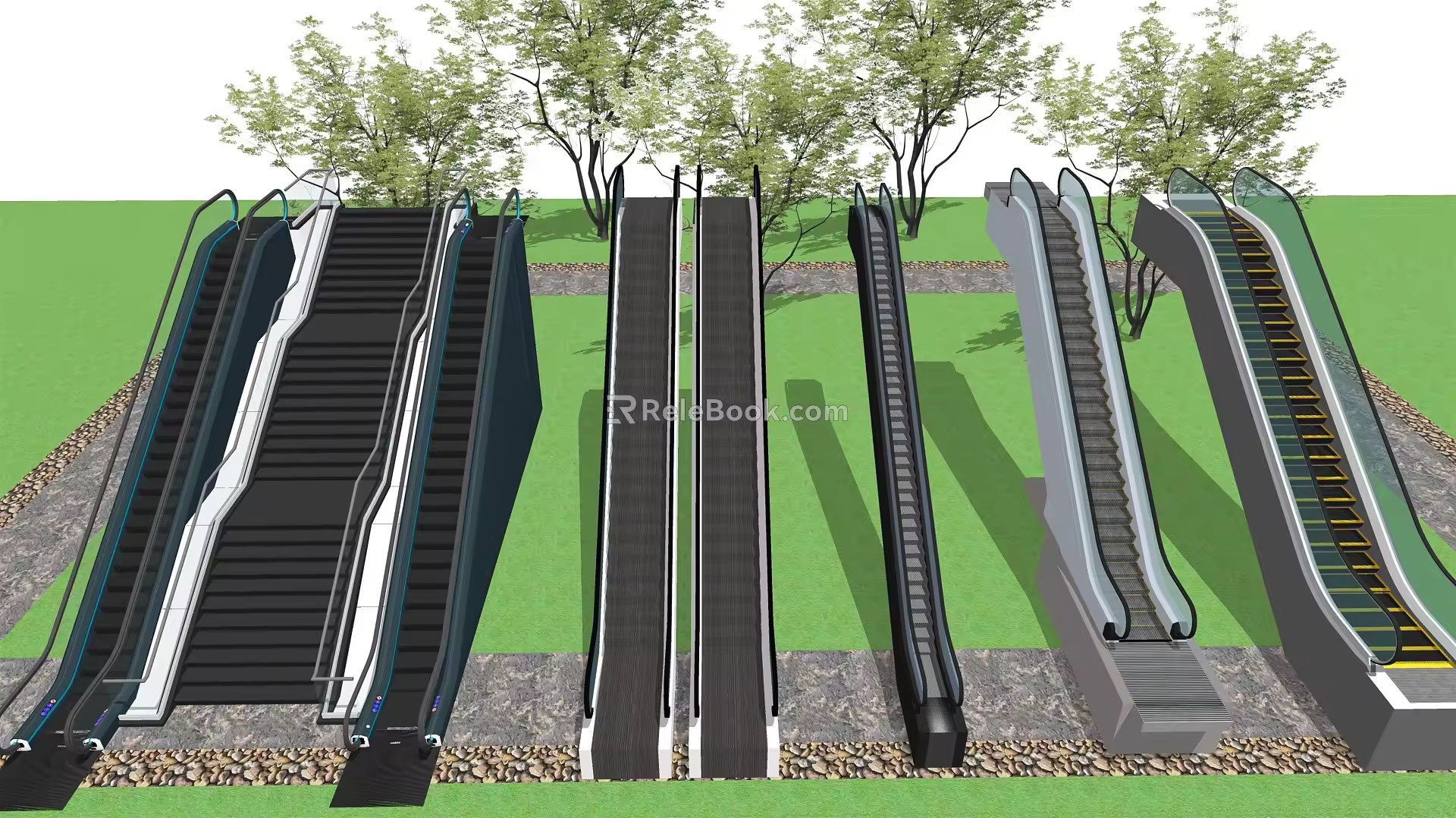 Modern Elevator Escalator Combination 3d model