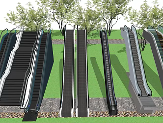 Modern Elevator Escalator Combination 3d model