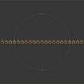Tactical Weapon Ammunition Belt With Black Strap And Golden Bullets Arranged In Long Strip