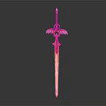 Fantasy Ornate Red And Gold Glowing Sword With Intricate Decorative Patterns