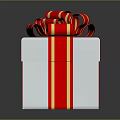 White Gift Box With Red And Gold Ribbons And Large Bow For Daily Life