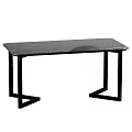 Modern Black Marble Dining Table with Sturdy Black Metal Frame for Contemporary Interior Design