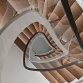 Modern Spiral Staircase Interior Design With Wooden Steps And Glass Railings