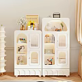 Stylish White Entryway Cabinet Sideboard With Glass Doors LED Lighting And Storage Shelves