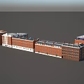 Red Brick Building Complex Featuring Connected Structures Various Heights And Modern Design 3d model