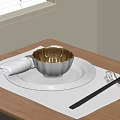 Stylish Tableware Set With Plate Bowl Napkin And Chopsticks 3d model