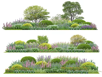 modern shrub landscape shrub plant flower border plant group ornamental flowers spherical shrub community plant 3d model