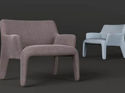 Modern Two Dining Chairs With Gray And Light Blue Upholstery And Armrest Design 3d model