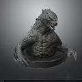 Detailed Godzilla Statue Sculpture With Open Mouth Claws Muscular Torso And Base Stand